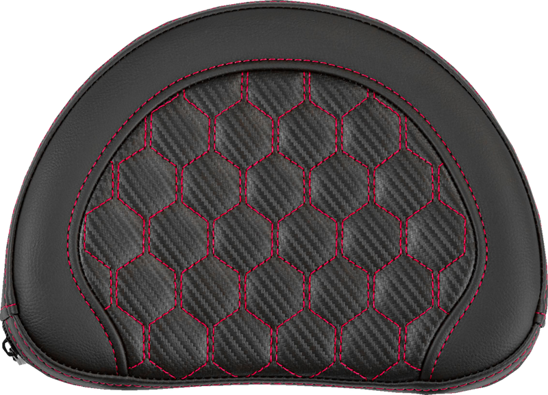 SADDLEMEN Contoured Sissy Bar Pad - Honeycomb - Red Stitch - 2" Thick 051319004
