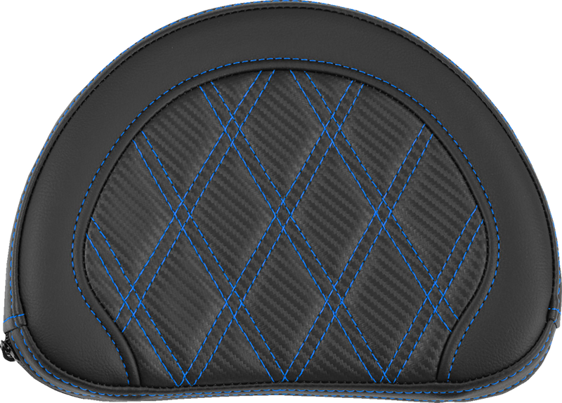 SADDLEMEN Contoured Sissy Bar Pad - Lattice Stitch - Blue Stitch - 2" Thick 051320701
