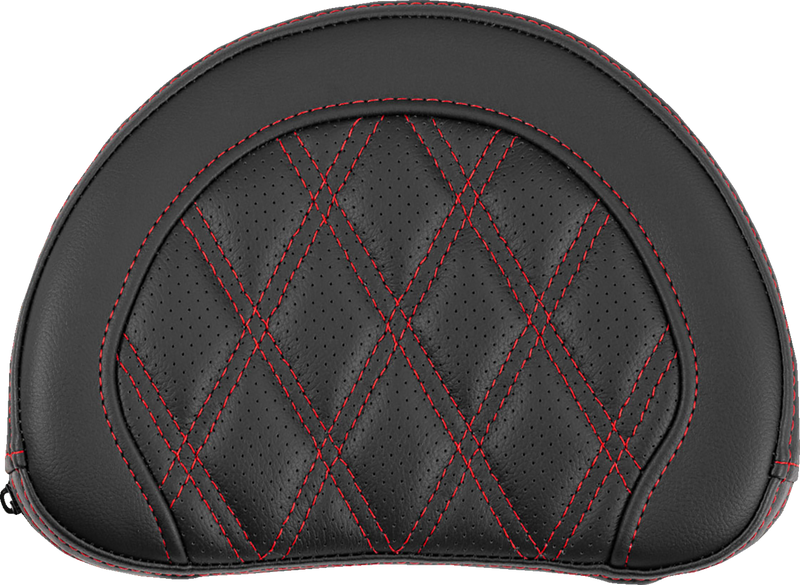 SADDLEMEN Contoured Sissy Bar Pad - Lattice Stitch - Red Stitch - 2" Thick 051318404