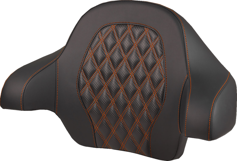 SADDLEMEN Tour-Pak® Backrest Pad - Lattice Stitch - Orange Stitch - FL '14-'25 814-07-20703