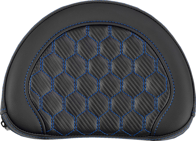 SADDLEMEN Contoured Sissy Bar Pad - Honeycomb - Blue Stitch - 2" Thick 051319001