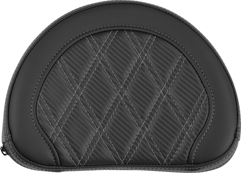 SADDLEMEN Contoured Sissy Bar Pad - Lattice Stitch - Gray Stitch - 2" Thick 051320702