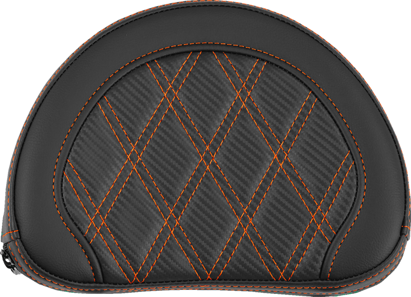 SADDLEMEN Contoured Sissy Bar Pad - Lattice Stitch - Orange Stitch - 2" Thick 051320703