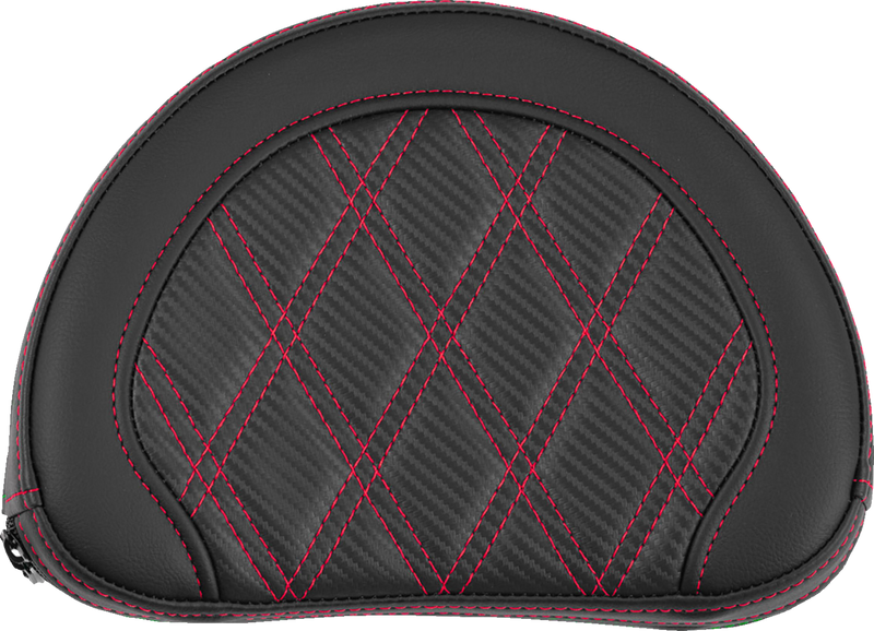 SADDLEMEN Contoured Sissy Bar Pad - Lattice Stitch - Red Stitch - 2" Thick 051320704