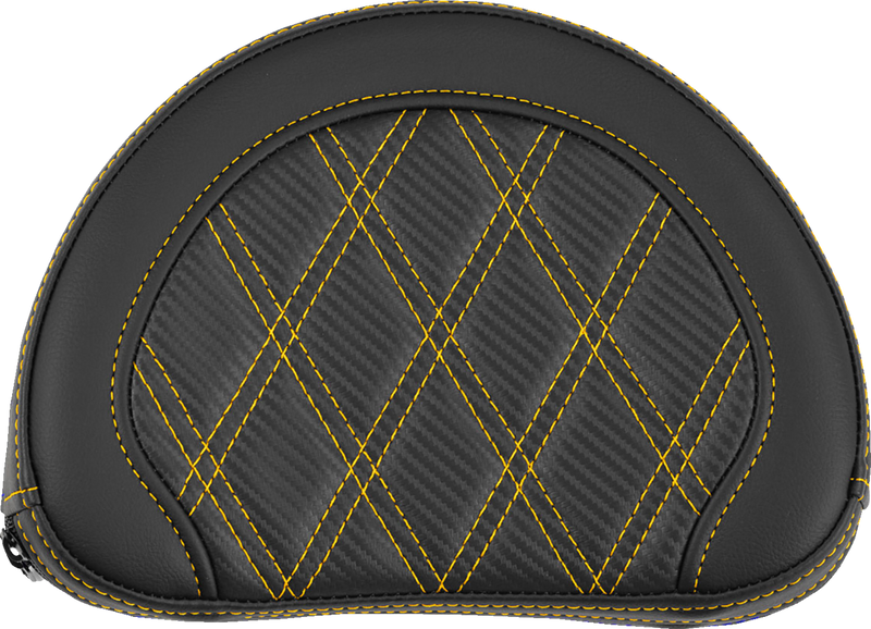 SADDLEMEN Contoured Sissy Bar Pad - Lattice Stitch - Gold Stitch - 2" Thick 051320707