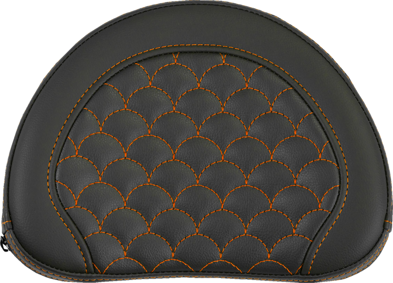 SADDLEMEN Contoured Sissy Bar Pad - Dragon Scale - Orange Stitch - 2" Thick 051320903
