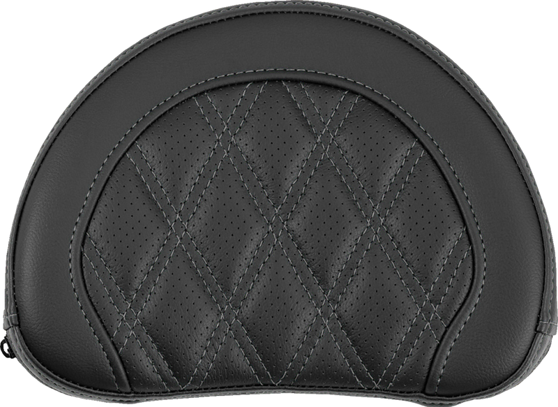 SADDLEMEN Contoured Sissy Bar Pad - Lattice Stitch - Gray Stitch - 2" Thick 051318402