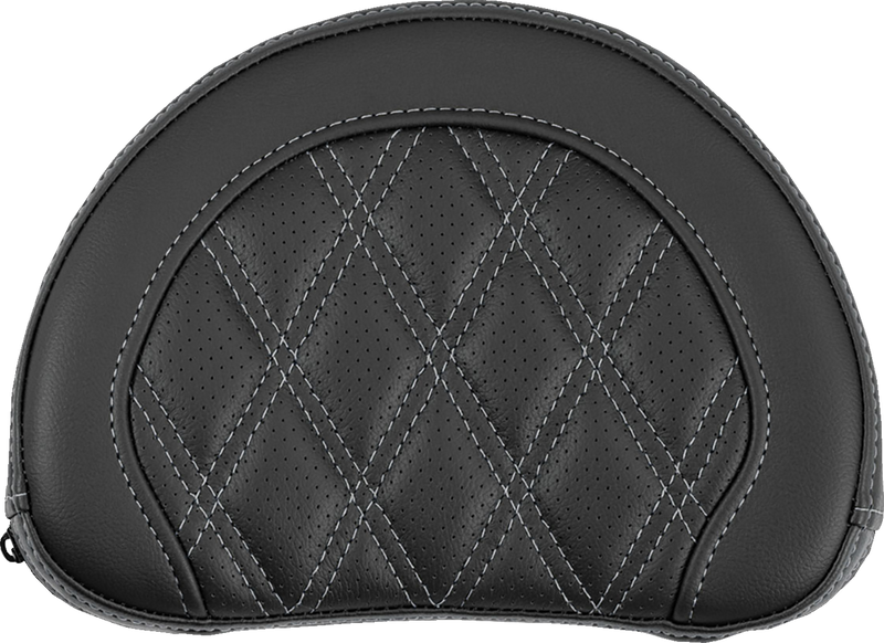 SADDLEMEN Contoured Sissy Bar Pad - Lattice Stitch - Silver Stitch - 2" Thick 051318405
