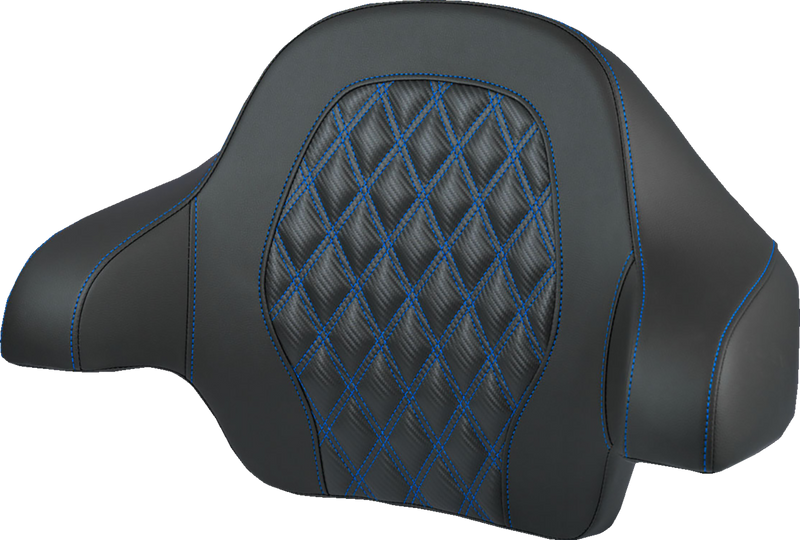 SADDLEMEN Tour-Pak® Backrest Pad - Lattice Stitch - Blue Stitch - FL '14-'25 814-07-20701