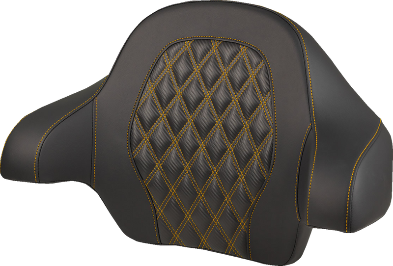 SADDLEMEN Tour-Pak® Backrest Pad - Lattice Stitch - Gold Stitch - FL '14-'25 814-07-20707