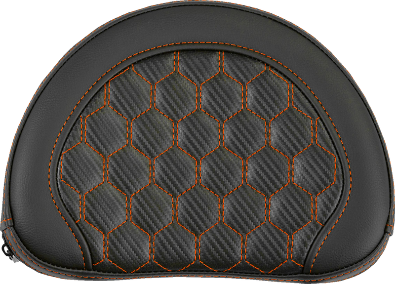 SADDLEMEN Contoured Sissy Bar Pad - Honeycomb - Orange Stitch - 2" Thick 051319003