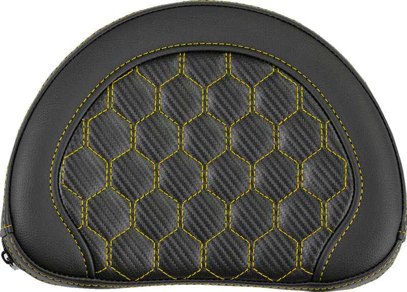 SADDLEMEN Contoured Sissy Bar Pad - Honeycomb - Gold Stitch - 2" Thick 051319007