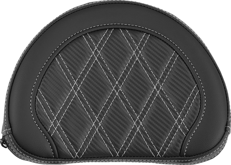 SADDLEMEN Contoured Sissy Bar Pad - Lattice Stitch - Silver Stitch - 2" Thick 051320705