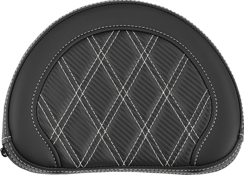 SADDLEMEN Contoured Sissy Bar Pad - Lattice Stitch - White Stitch - 2" Thick 051320706