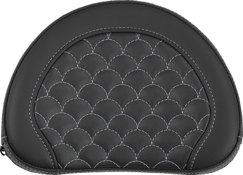 SADDLEMEN Contoured Sissy Bar Pad - Dragon Scale - Silver Stitch - 2" Thick 051320905