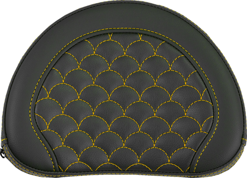 SADDLEMEN Contoured Sissy Bar Pad - Dragon Scale - Gold Stitch - 2" Thick 051320907