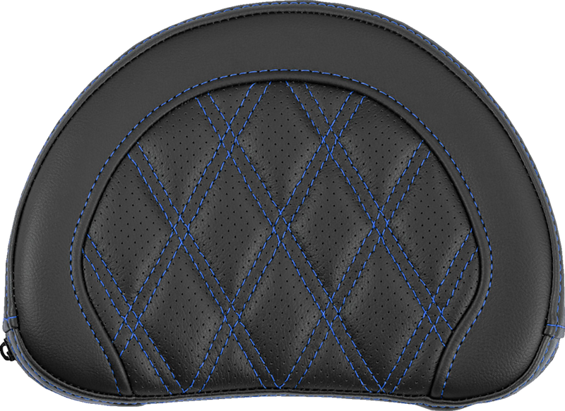SADDLEMEN Contoured Sissy Bar Pad - Lattice Stitch - Blue Stitch - 2" Thick 051318401