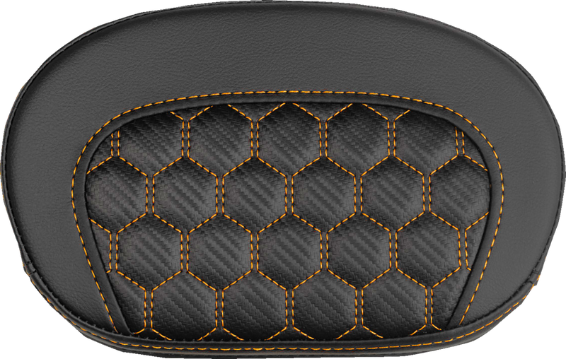 SADDLEMEN Mini Contour Sissy Bar Pad - Honeycomb - Orange Stitch 061019003