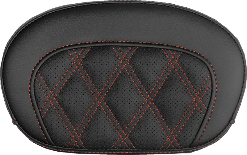 SADDLEMEN Mini Contour Sissy Bar Pad - Lattice Stitch - Red Stitch 061018404