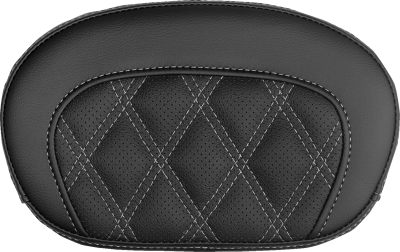 SADDLEMEN Mini Contour Sissy Bar Pad - Lattice Stitch - Silver Stitch 061018405