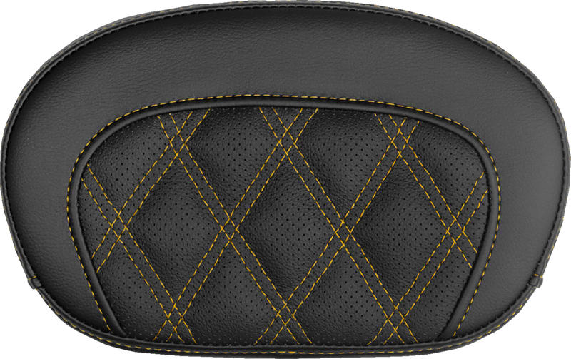 SADDLEMEN Mini Contour Sissy Bar Pad - Lattice Stitch - Gold Stitch 061018407