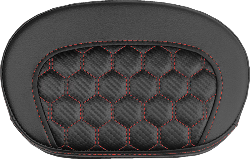 SADDLEMEN Mini Contour Sissy Bar Pad - Honeycomb - Red Stitch 061019004