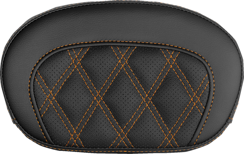 SADDLEMEN Mini Contour Sissy Bar Pad - Lattice Stitch - Orange Stitch 061018403