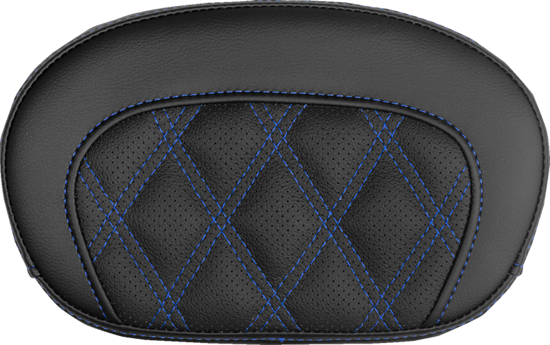 SADDLEMEN Mini Contour Sissy Bar Pad - Lattice Stitch - Blue Stitch 061018401
