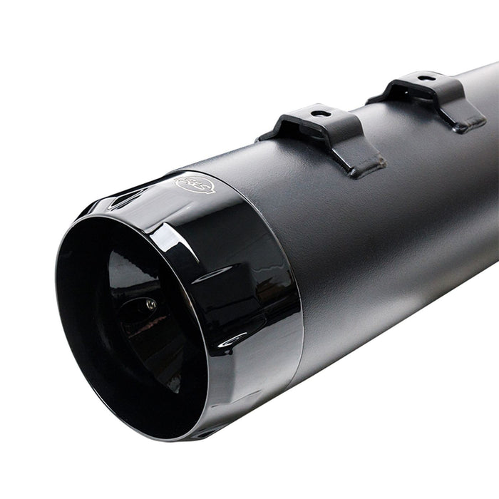 S&S CYCLE Mk45 TOURING MUFFLER for M8 TOURING MODELS—Black with Black Thruster End Cap - 550-0666