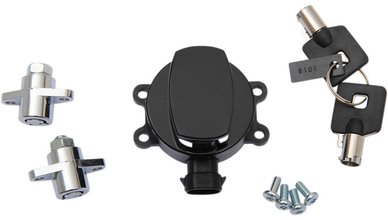 DRAG SPECIALTIES Side Hinge Ignition Switch with Saddlebag Lock - Harley-Davidson 2013-2024 - Gloss Black E21-0214GB/50 - PartsOutlet.com.au
