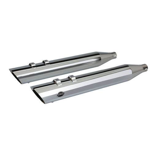 S&S CYCLE SLASH CUT SLIP-ONS for 1995–2016 HARLEY-DAVIDSON® TOURING MODELS and 2009–2021 TRIKE MODELS–Chrome - 550-0691 - PartsOutlet.com.au