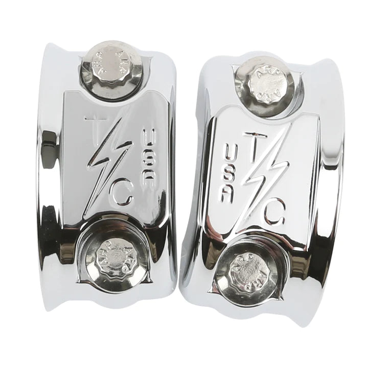 THRASHIN SUPPLY CO. Perch Clamps - Clutch/Brake - 1982-2020 - Chrome TSC-2703-3 - PartsOutlet.com.au