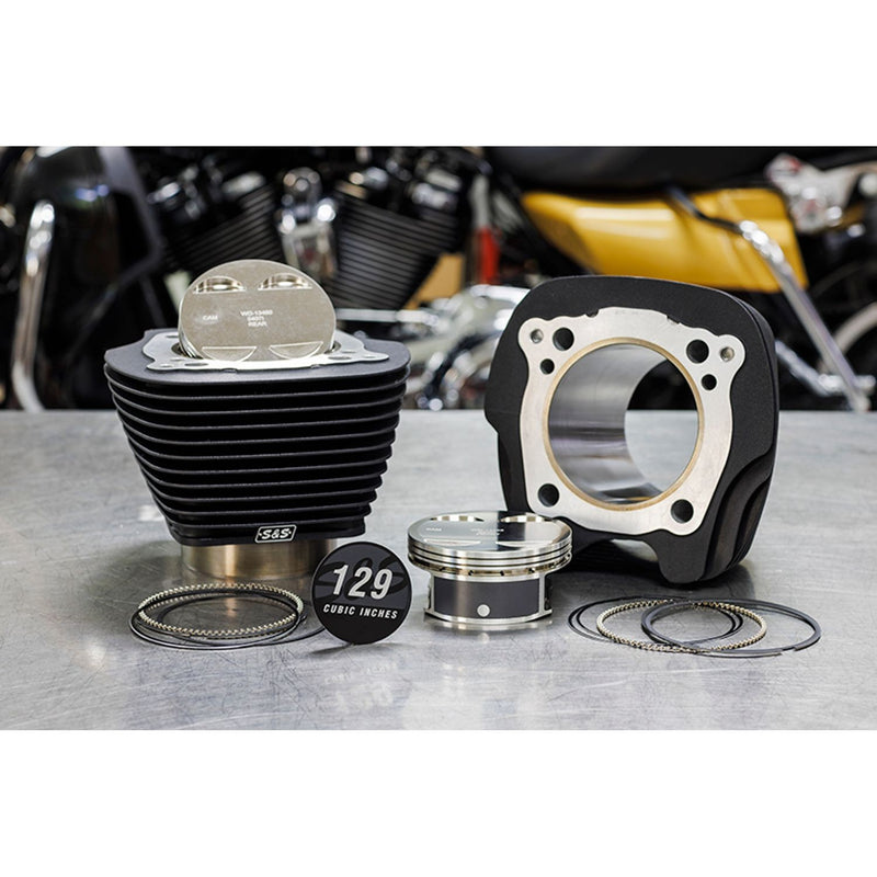 S&S CYCLE 129" Big-Bore Kit 4.375" Stroke Non-Highlighted Cylinders for '17-'23 M8 Models - 910-0844