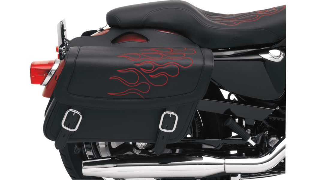 SADDLEMEN Flame Saddlebag - Red -Large X021-05-0412 - PartsOutlet.com.au