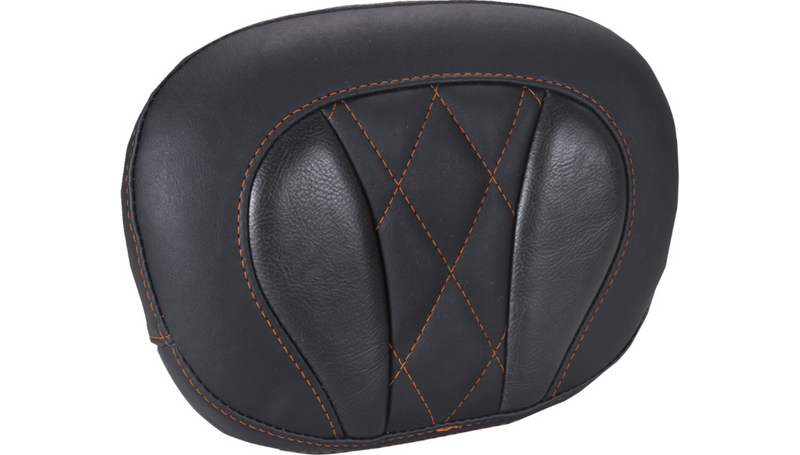 MUSTANG Deluxe Sissy Bar Pad - Diamond - Mandarin Orange Stitch - FLT/FLH '23-'25 - 88450MO