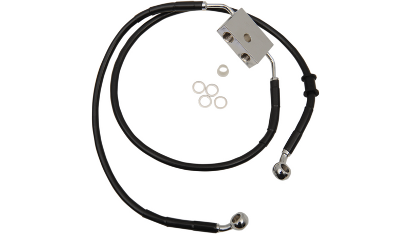 DRAG SPECIALTIES Brake Line - Front - +2" - Black - '14-'19 XL - 614750-2BLK
