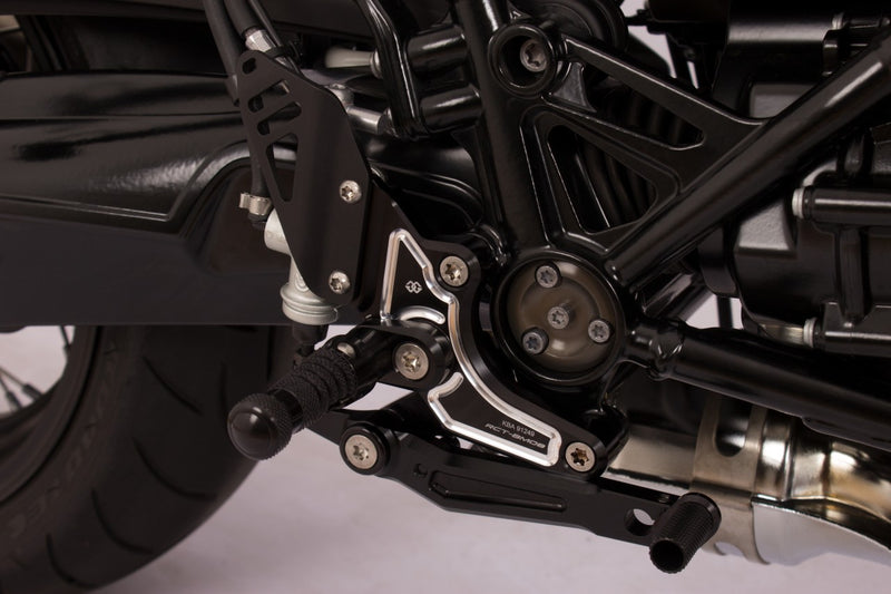 GILLES TOOLING Adjustable Rearset - Black/Silver - BMW '17-'23 - RCT10GT-BM08