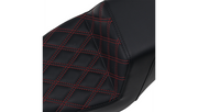 SADDLEMEN Step Up Seat -Lattice Stitched - Red Stitched - 04+ Sportster XL 807-11-172RD - PartsOutlet.com.au