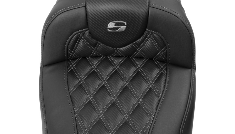 SADDLEMEN Roadsofa Extended Reach Seat - without Backrest - Lattice Stitch - Gray Stitch - FLTR/FLHX '23-'25 - 823-07-207B2