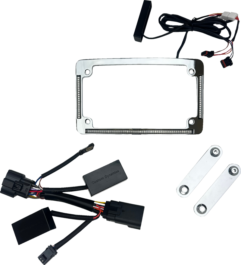 CUSTOM DYNAMICS License Plate Frame - All-In-One Auxiliary - LED - Chrome TF05-2026-C