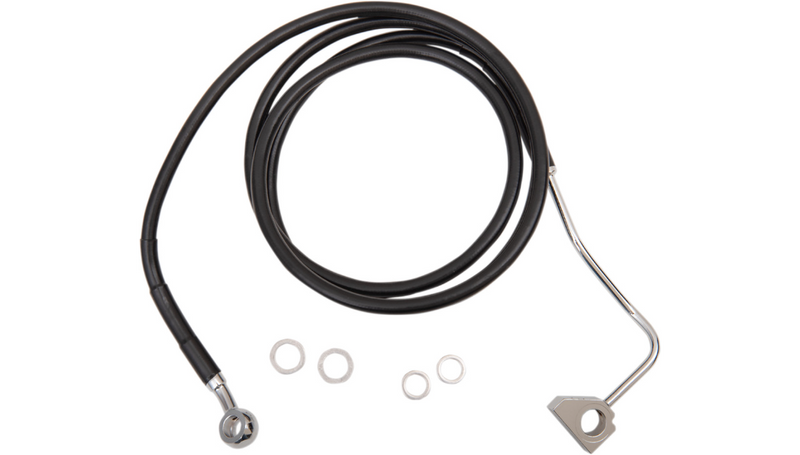 DRAG SPECIALTIES Brake Line - Front - Black - +4" with ABS - FL '14-'22 - 614220-4BLK