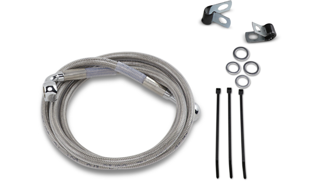 DRAG SPECIALTIES Brake Line - Front - +4" - Harley-Davidson 1988-1999 - Stainless Steel 640113-4