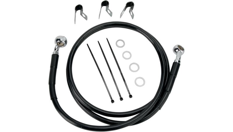 DRAG SPECIALTIES Brake Line - Front - Black - +6" - '00-'07 FLST - 660214-6BLK