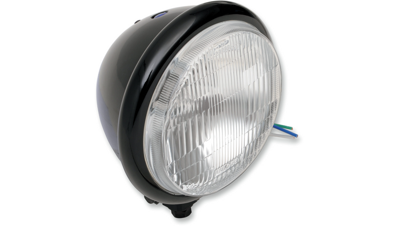 DRAG SPECIALTIES Bottom Mount H4 Headlight - 5-3/4" - Black - 20-6002BHDG