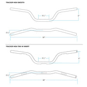 BILTWELL Handlebar - Tracker High - TBW & Slotted - Chrome 6009-1057 - PartsOutlet.com.au