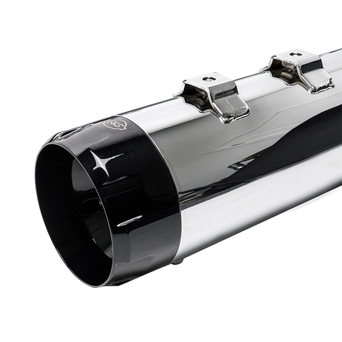 S&S CYCLE Mk45 TOURING MUFFLER for M8 TOURING MODELS—Chrome with Black Tracer End Cap - '17-'19 550-0668
