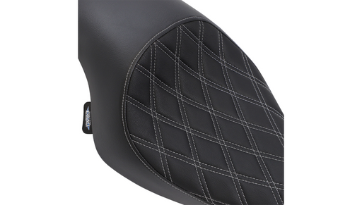 DRAG SPECIALTIES 3/4 Solo Seat - Double Diamond - Silver Stitch - Sportster XL 04+ -Vinyl 0804-0745 - PartsOutlet.com.au