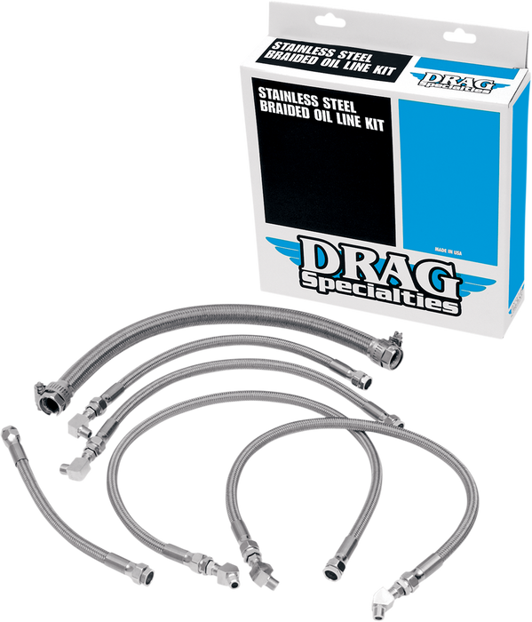 DRAG SPECIALTIES Oil Line Kit - Stainless Steel - Harley-Davidson 1987-1989 - Softail 606000