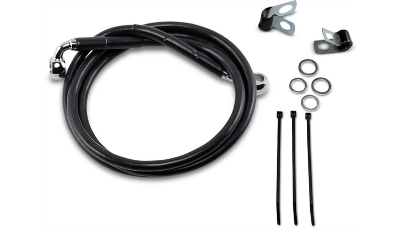 DRAG SPECIALTIES Brake Line - Front - Black - +6" - '99-'07 FXST - 640210-6BLK