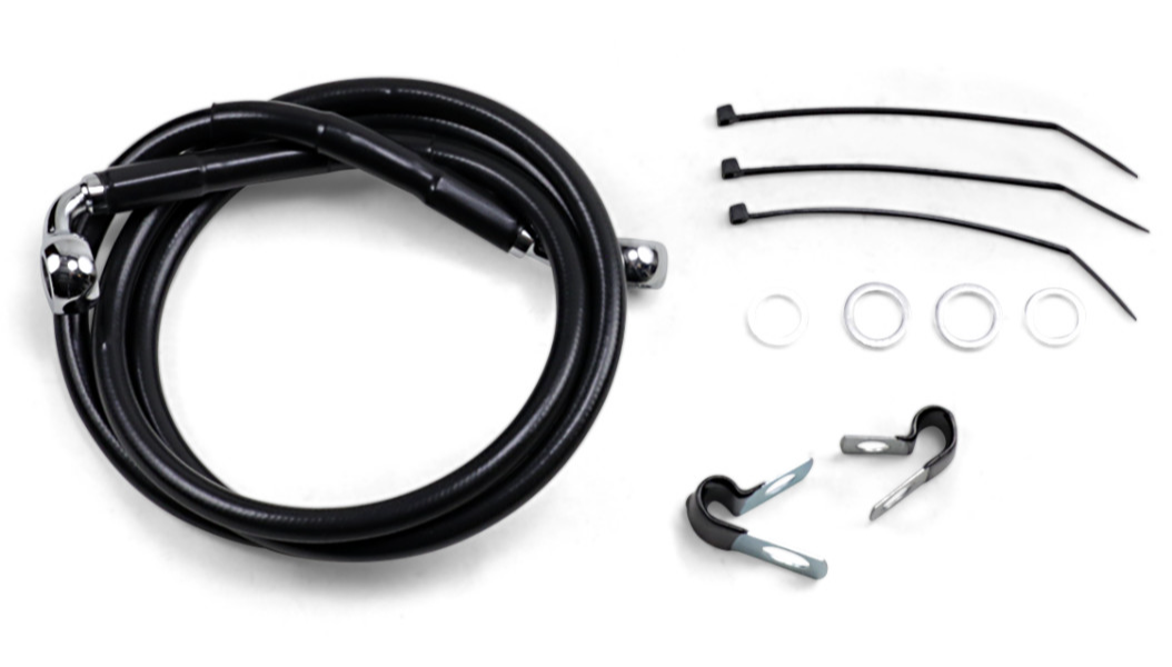 DRAG SPECIALTIES Brake Line - Front - Black - +6" - FXD '00-'05 640112-6BLK